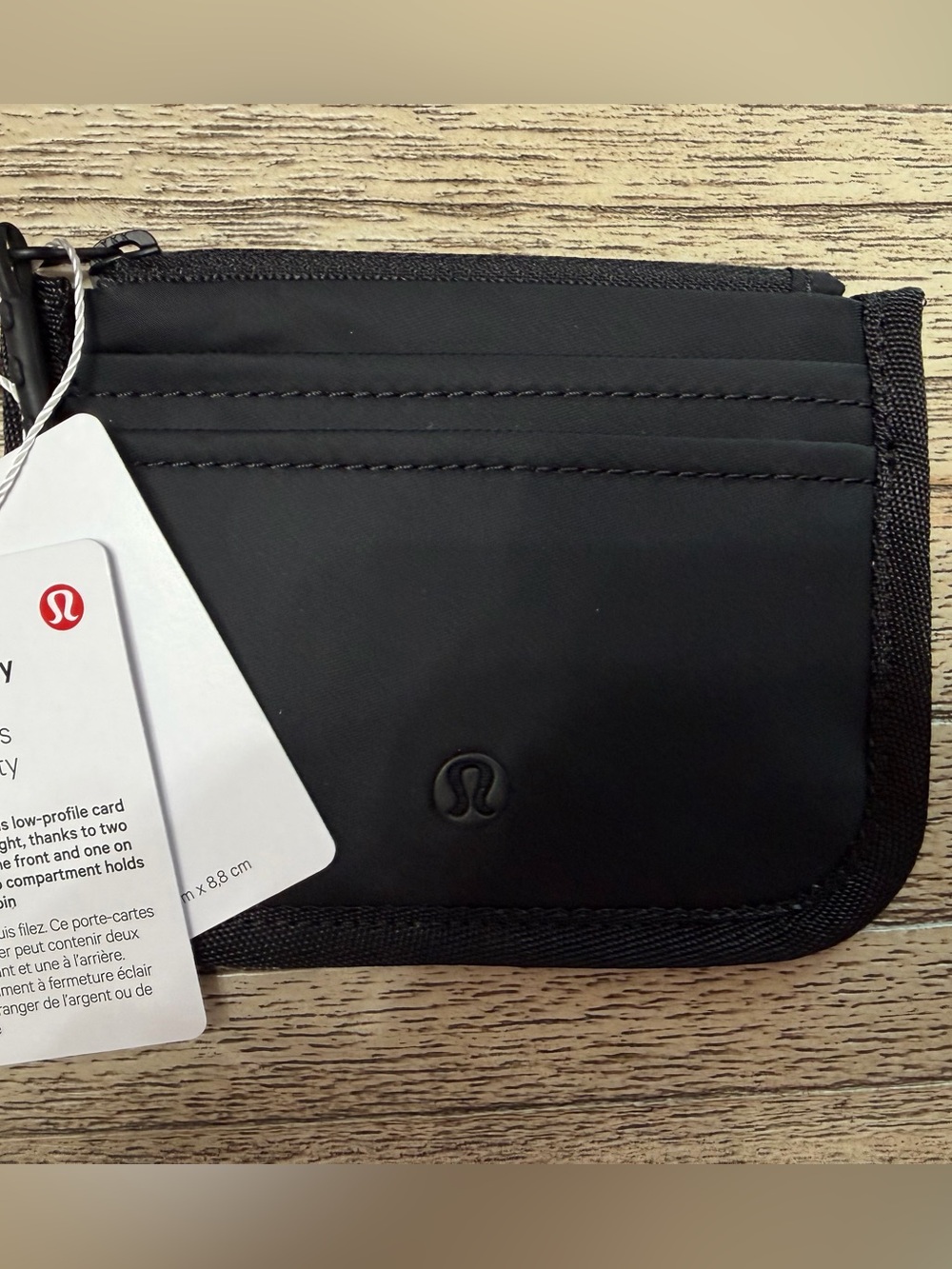 Lululemon True Identity Card Case Black NWT Wallet Zip Coin Card Holder